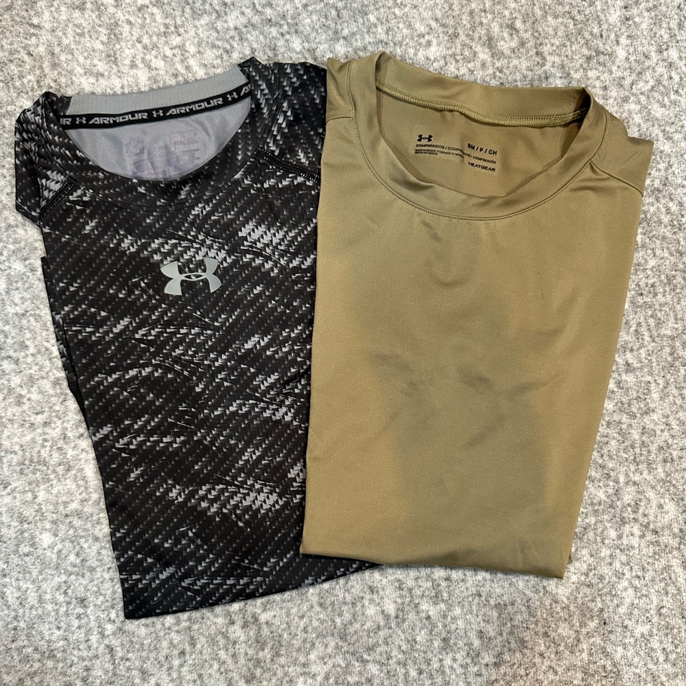 Under Armor boys technical 2 shirt bundle, Sz - see description.